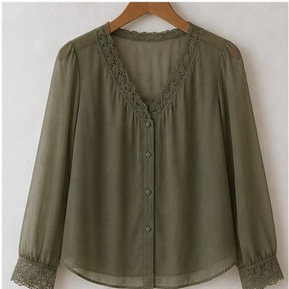 Olive Ruffle Blouse